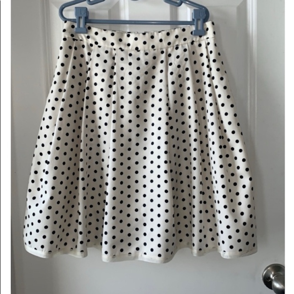 J. Crew cream & black polka dot skirt